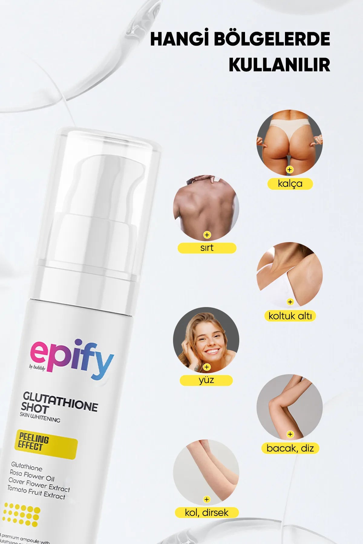 Epify Skin Whitening Peeling Effect - Glutathione Shot - Donkere vlekken vervagen - Huidtint egaliseren - Micro-needling-achtig effect - 75 ml