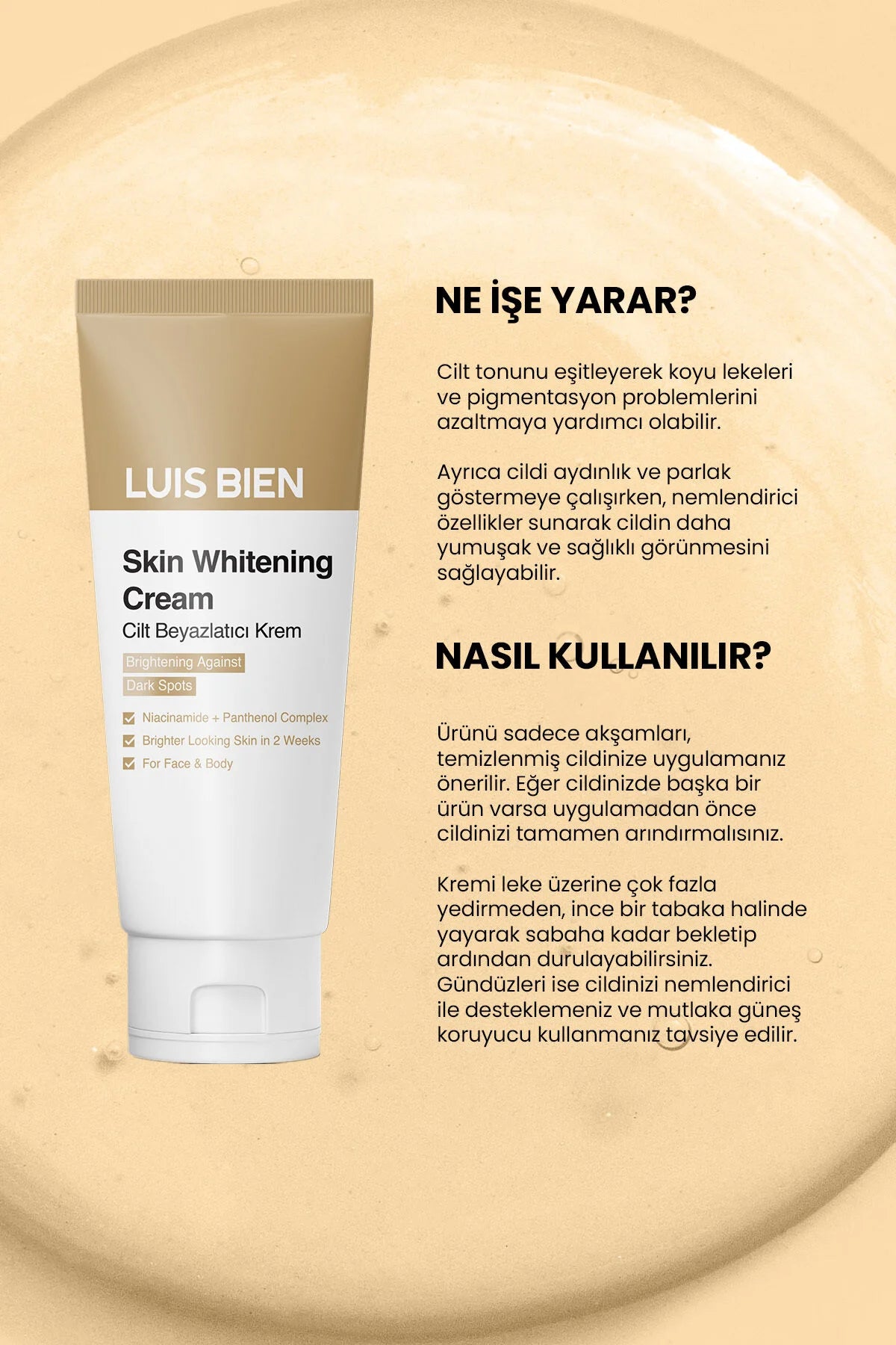 Luis Bien Skin Whitening Cream 50 ml | Crème tegen donkere vlekken met Niacinamide, Panthenol & Alpha-Arbutin