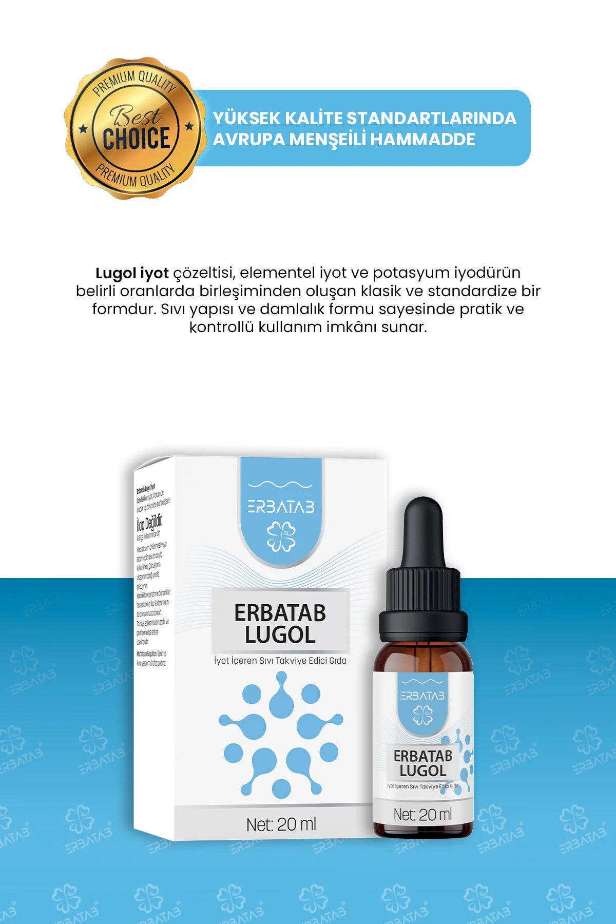 ERBATAB Druppels Lugol Jodium 2% - 20 ml