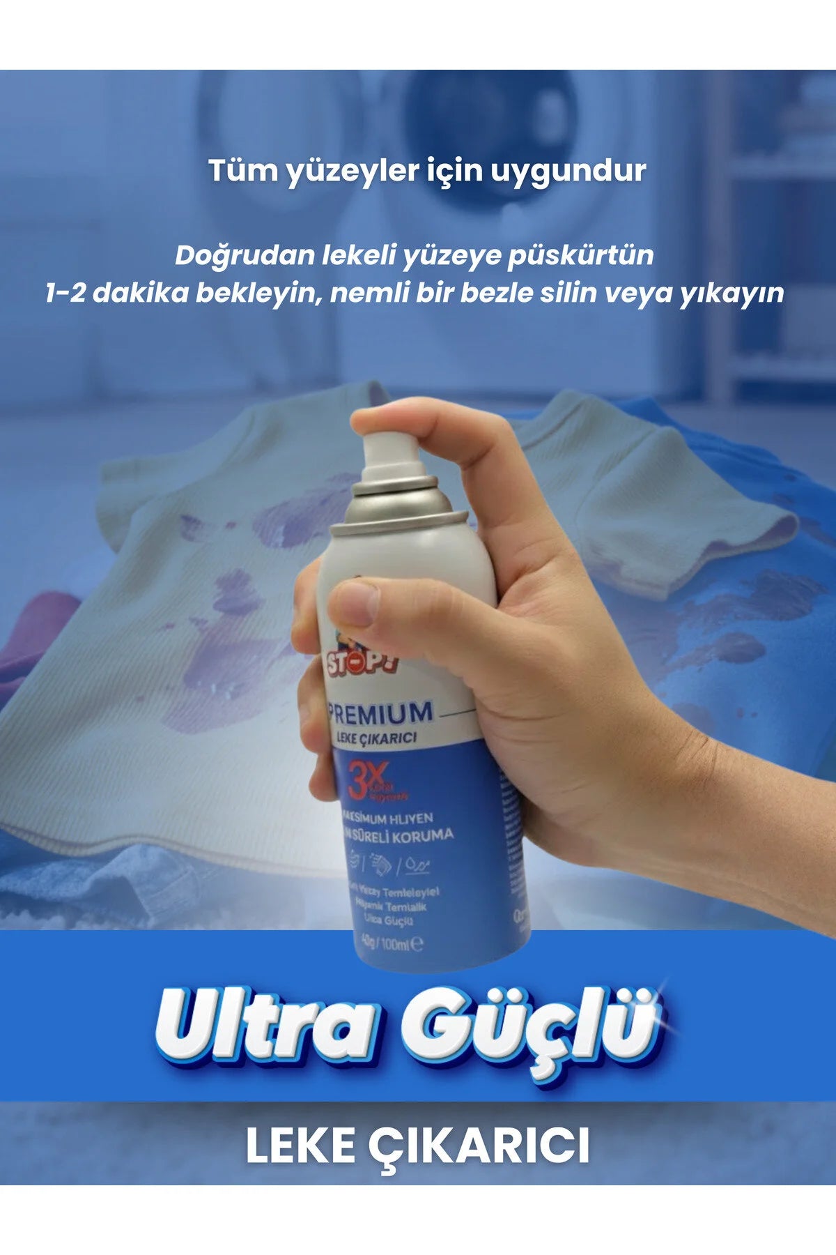 Stop Forte Premium Leke Çıkarıcı – Vlekverwijderaar voor Kleding, Bekleding & Tapijt – 100 ml