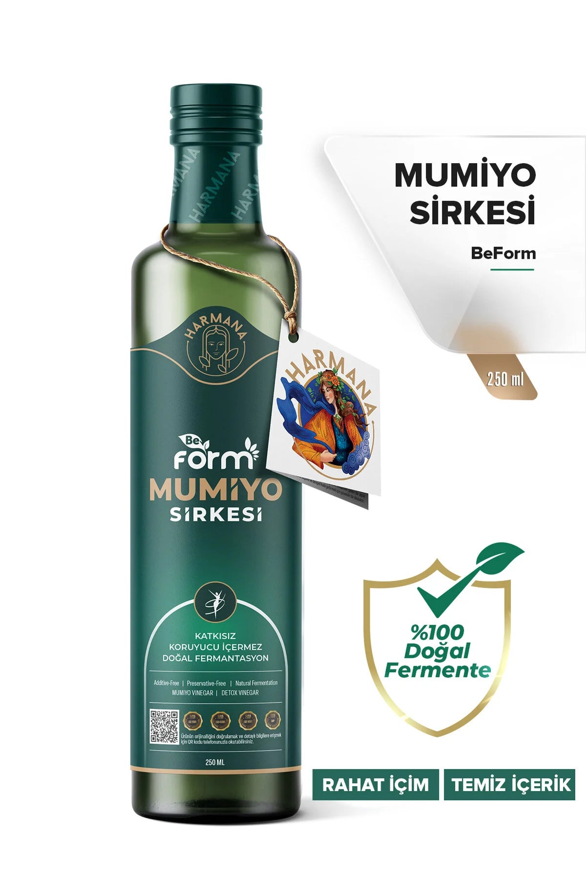 Harmana BeForm Mumiyo Sirkesi 250 ml | Natuurlijke Gefermenteerde Drinkazijn met Mumiyo, Honing & Kruiden