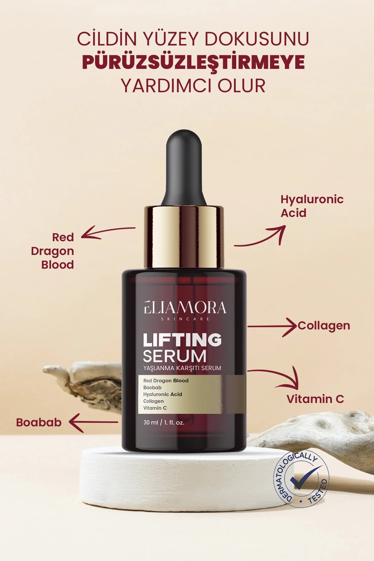 ELIAMORA Lifting Serum Red Dragon's Blood 30 ml | Anti-Aging Gezichtsserum met Hyaluronzuur, Collageen en Vitamine C