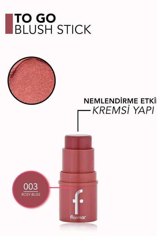 Flormar - To Go Blusher stick - To Go Moisturizing & Shining Creamy Stick Blush - Hydraterende & Glanzende Romige Stick Blush - 003 Rosy Bliss