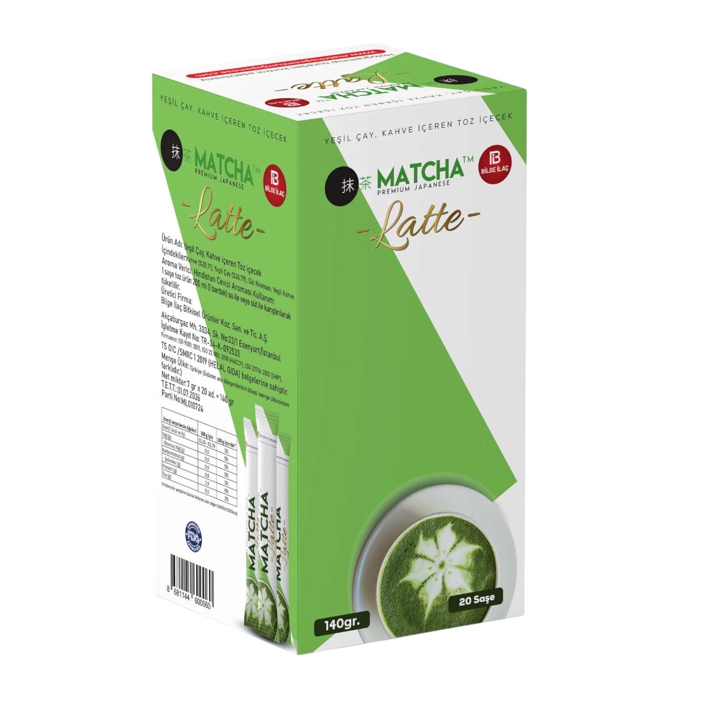Matcha Premium Japanse Latte – Koffie & Kokossmaak 20 stuks