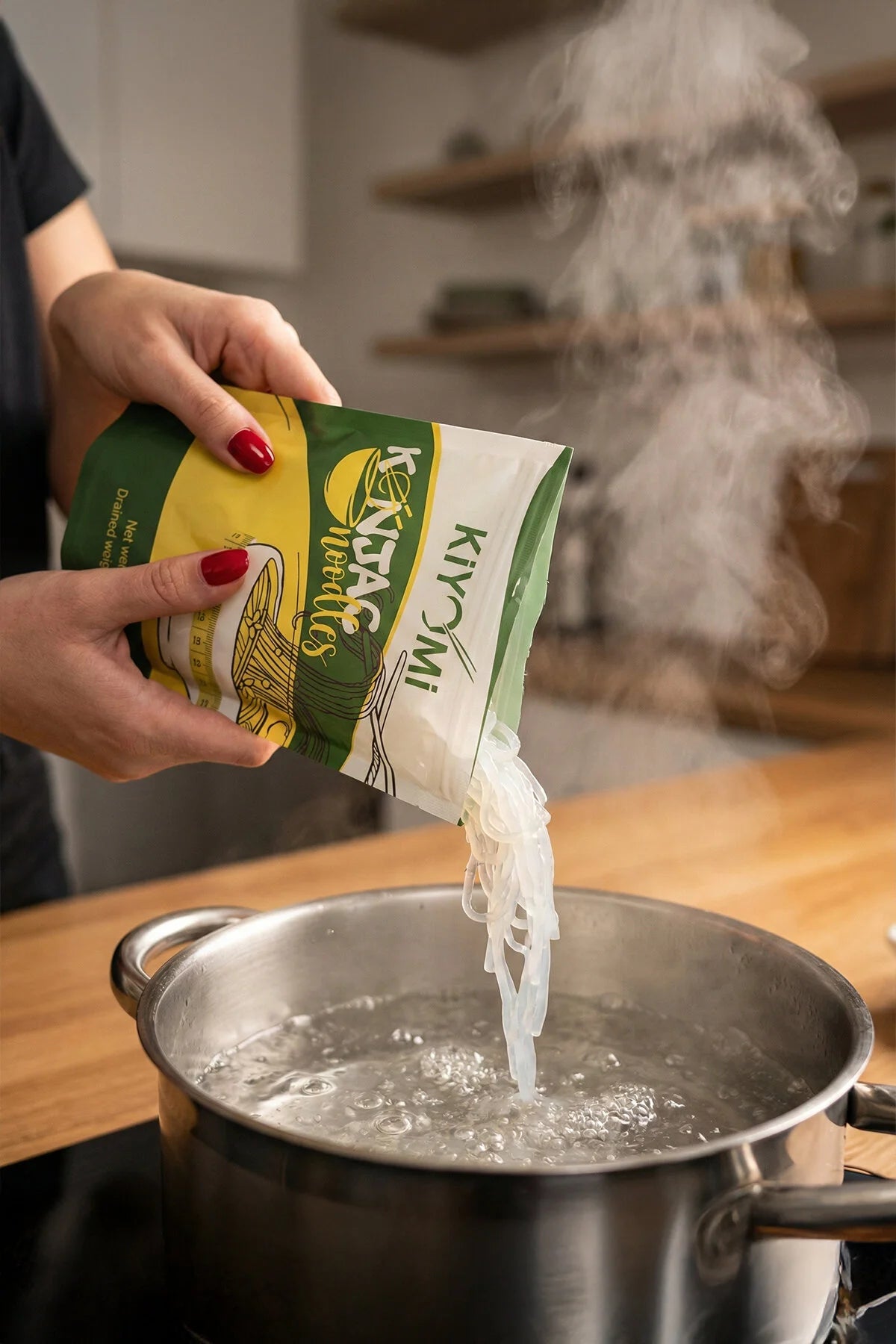 Kiyomi Konjac Noodles – Konjac Noedels – Slechts 6 kcal per 100 g – Koolhydraatvrij & Vetvrij – 200 g Uitlekgewicht
