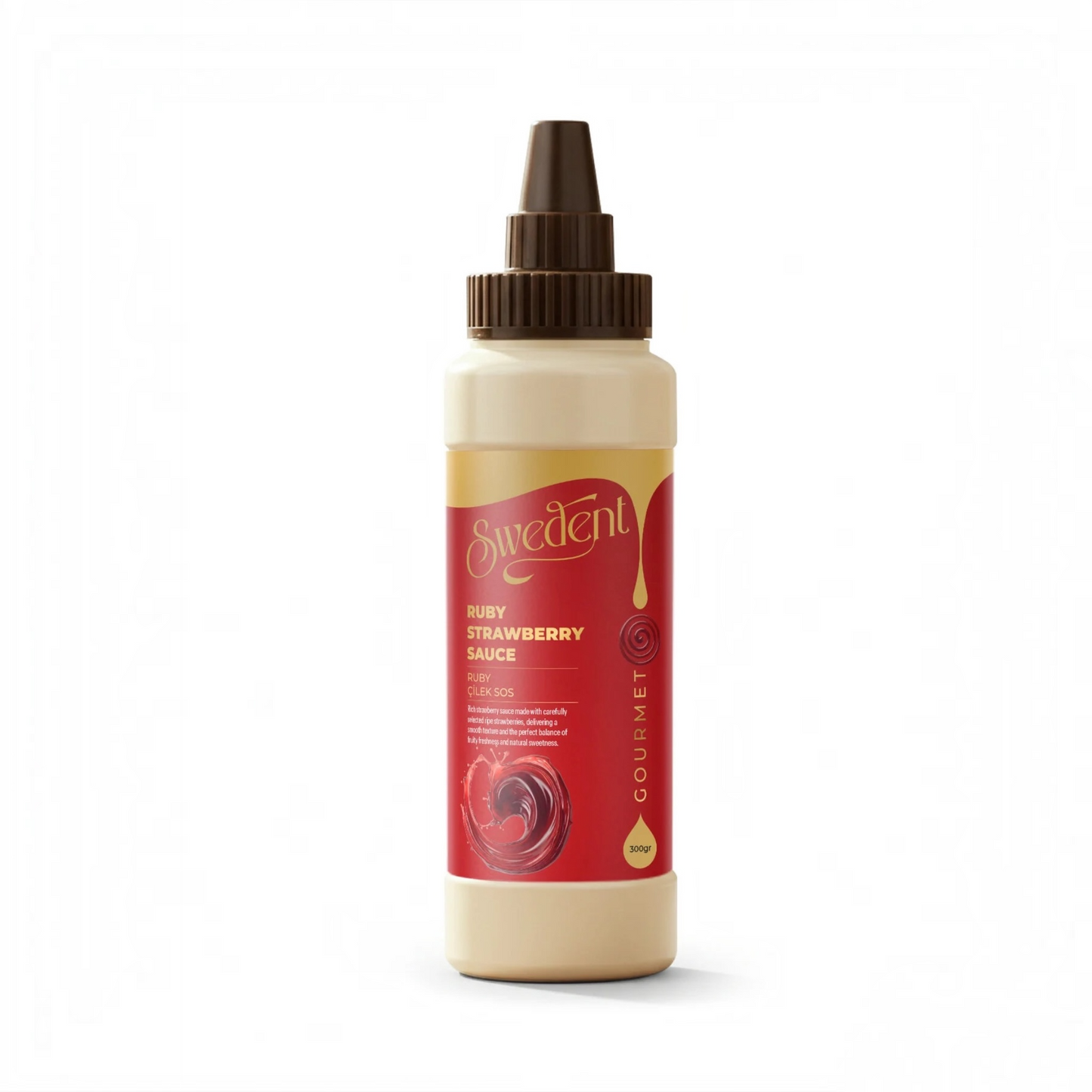 Swedent Ruby Strawberry Saus – Aardbeiensmaak met Witte Chocolade – Voor Desserts, IJs, Pannenkoeken, Wafels & Dranken – 300 g