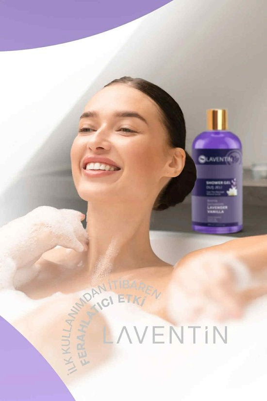 Laventin Shower gel Relax Feel the Massage Mineral Scrub - Verrijkt met Lavelder-Vanille aroma - Zuiverende Verfrissende Hydraterende Lavendel-Vanille Douchegel - Dermatologisch getest - 400 ml