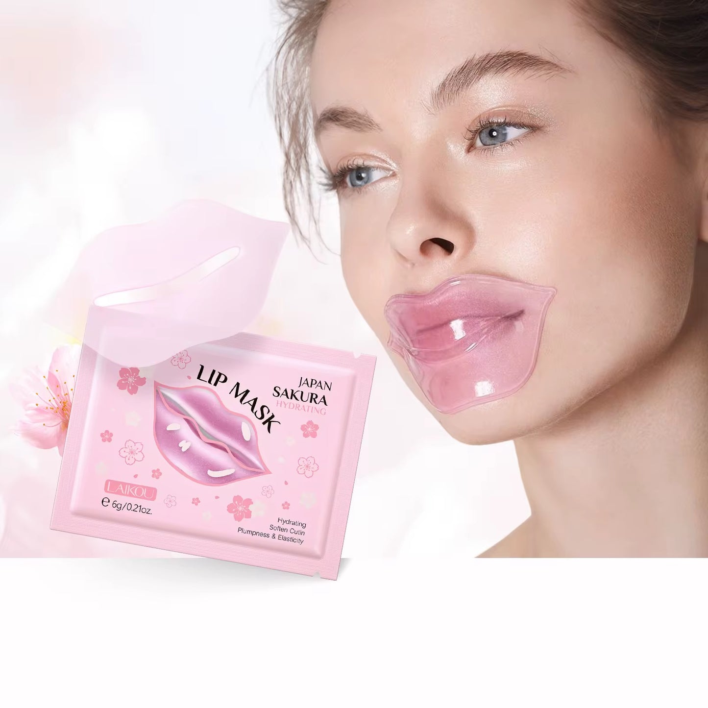 LAIKOU Japan Sakura Hydrating Lip Mask - 2 stuks Moisturizes Nourishes and Smooths - Zacht Kersenbloesem Lipmasker Verzorging Hydraterend Diep Voedend Vermindert Fijne Lijntjes Verwijdert Dode Huid Uitdroging - 6 g