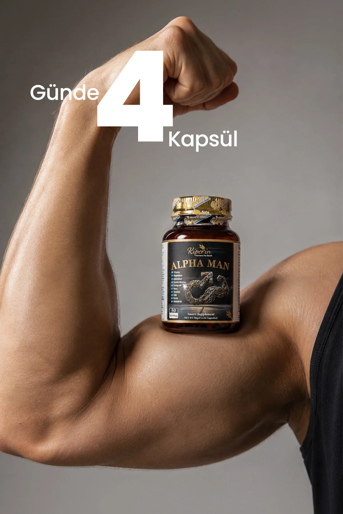 Kiperin Alpha Man – Voedingssupplement met Tribulus, Maca, Koreaanse Ginseng, Epimedium, Magnesium, Zink & Vitamine D3 – 120 Capsules