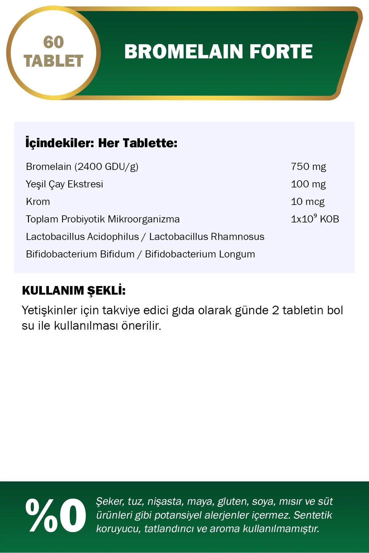 Nutraxin Bromelain Forte 750 mg – met Groene Thee, Chroom & Probiotica – 60 Tabletten – Glutenvrij & Suikervrij