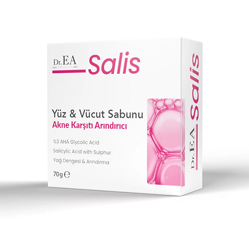 Dr. EA Salis Cleansing Face & Body Soap – Voor Onzuivere Huid – Met 3% AHA Glycolic Acid, Salicylic Acid & Sulphur – 70 g
