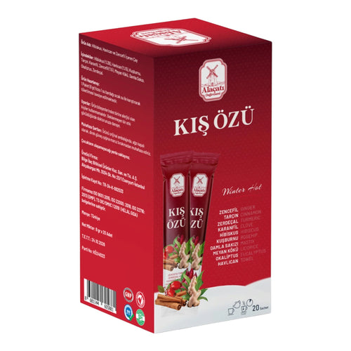 Alaçatı Değirmeni Kış Özü Winter Hot – Kruiden- en Vruchtendrank met Hibiscus, Gember, Kaneel & Rozenbottel – 20 Sachets x 8 g