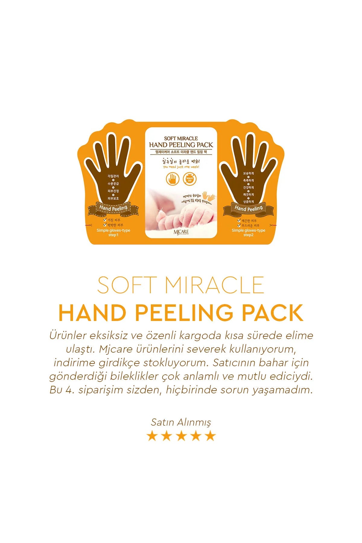 MJ Care Soft Miracle Hand Peeling Pack – Peeling Handmasker – Handschoenenmasker – Exfoliërend & Verzorgend – 1 Paar