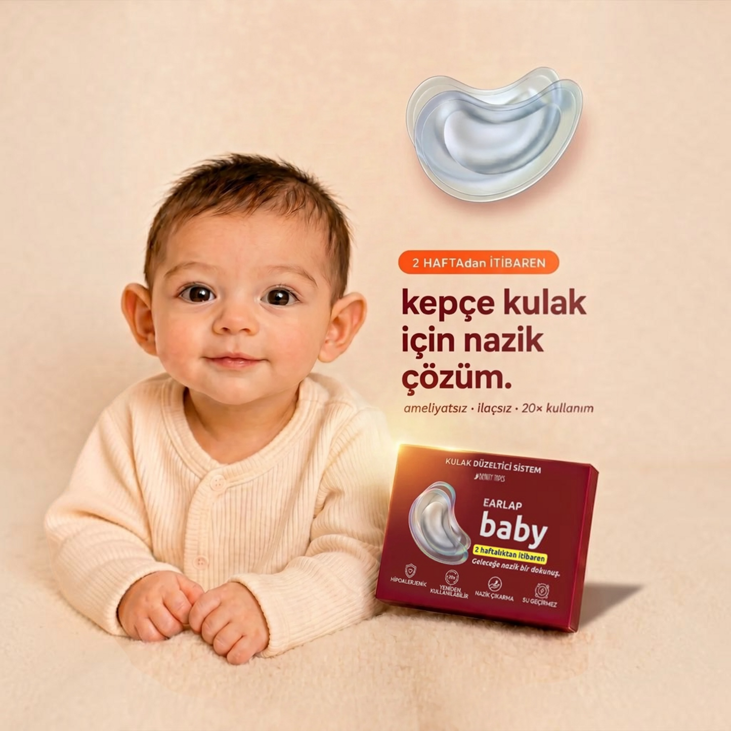 Earlap Baby Oorcorrectie Systeem – Medische Siliconen Oorpleisters voor Baby’s – 2 Stuks – Tot 20x Herbruikbaar