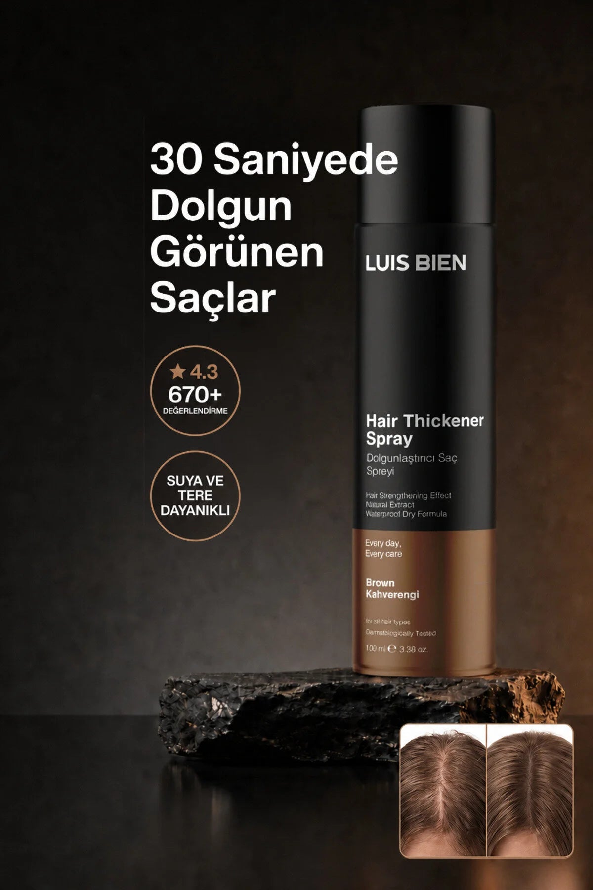 Luis Bien Hair Thickener Spray Brown – Haarverdikkende Spray – Bruin – Met Ginseng Extract & Provitamine B5 – 100 ml