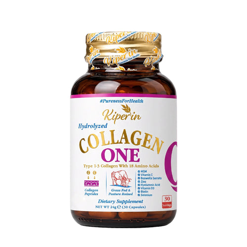 Kiperin Collagen One – Gehydrolyseerd Collageen Type 1 & 3 – met MSM, Vitamine C, D3, Biotine, Zink & Hyaluronzuur – 30 Capsules