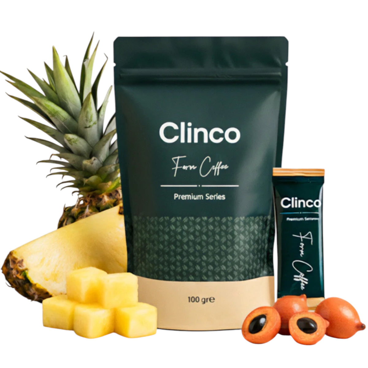 Clinco Form Coffee Premium Series – Instant Koffie met Cichorei, Spirulina, Ananas & Guarana – Kruidenkoffie – 30 Sachets x 3,33 g – 100 g