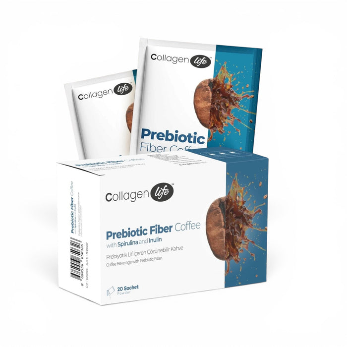 Collagen Life Prebiotic Fiber Coffee met Inuline, Spirulina en Zwarte Komijn - Oploskoffie met Prebiotische Vezels - 20 Sachets