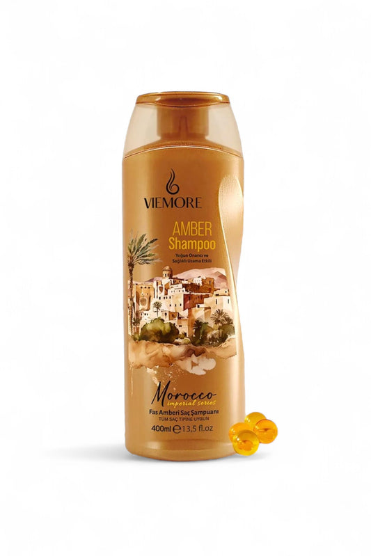 Viemore Shampoo - Marokkaanse Amber Haarshampoo - Herstellend Beschermend Zuiverend Versterkend Hydraterend Revitaliserend Anti-haarbreuk/Anti-roos/Anti-haarbreuk/Anti-pluis Glans Zonbescherming Volume/Volheid Groei-effect Alle Haartypen 400 ml