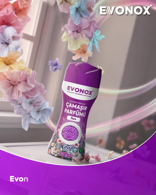 EVONOX Clean Paris Çamaşır Parfümü 210 gr – Çiçeksi Ferah Kokulu In-Wash Scent Booster