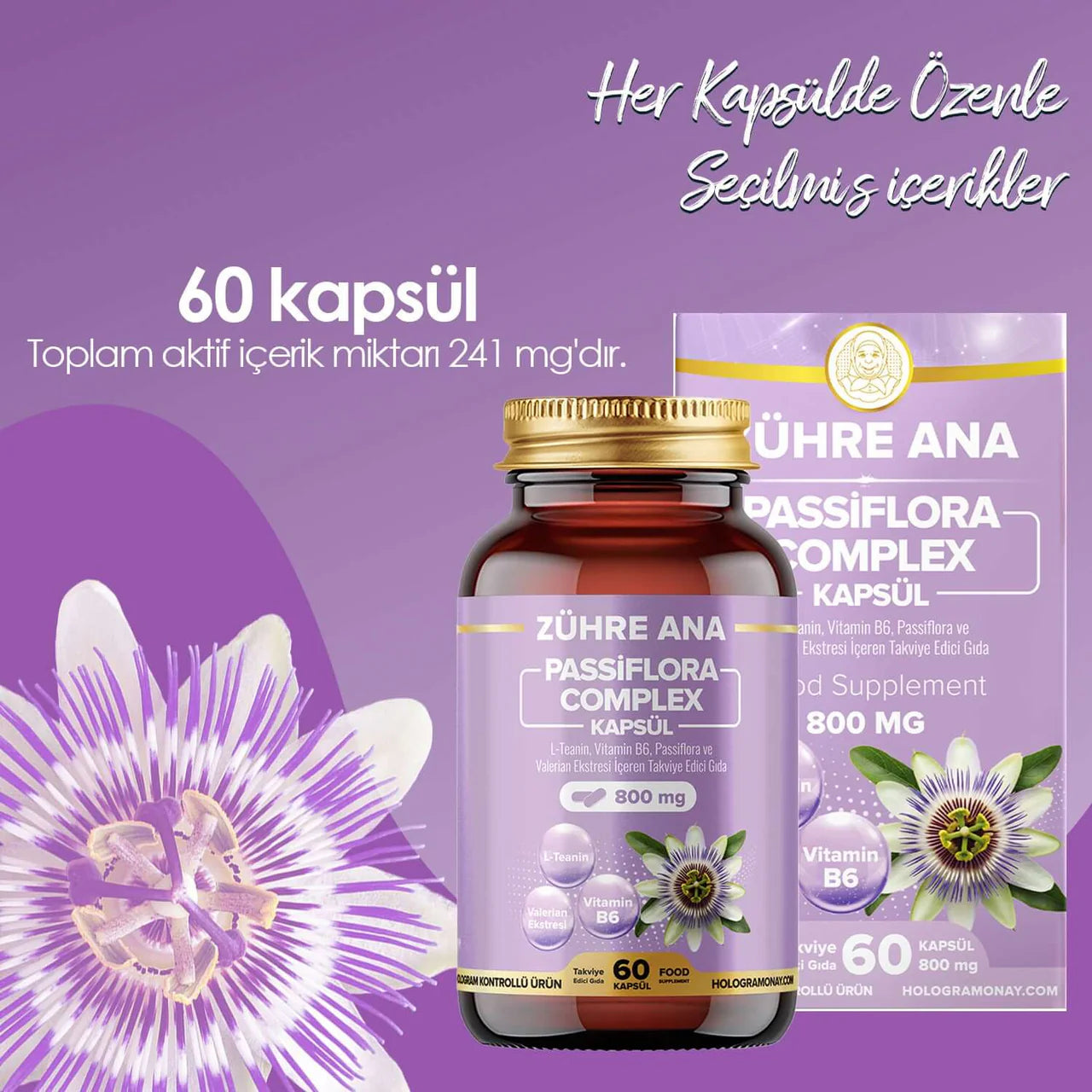 Zühre Ana Passiflora Complex 60 Capsules | L-Theanine, Valeriaan en Vitamine B6 | Voedingssupplement
