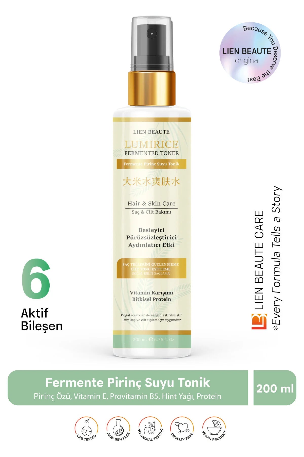 LIEN BEAUTÉ Fermented Rice Toner – Hydrating Brightening Skin & Hair Care Toner
