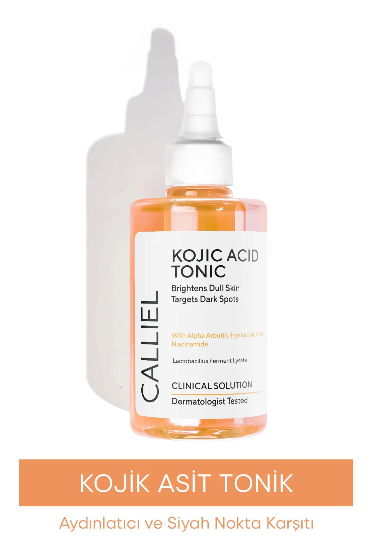 CALLIEL Kojic Acid Tonic - Brightens Dull Skin Targets Dark Spots - Verheldert een doffe huid & bestrijdt donkere vlekken - Anti-puistjes en Anti-mee-eter met Alpha-arbutine - Hyaluronzuur en Niacinamide - Dermatologisch tegest - 200 ml