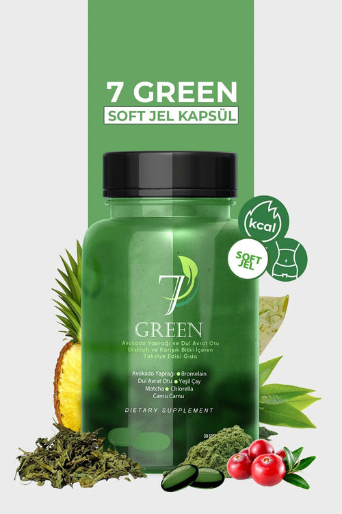 7 Green  Softgel Capsules | Groene Kruidenformule met Matcha, Chlorella & Bromelaïne | 30 Softgels