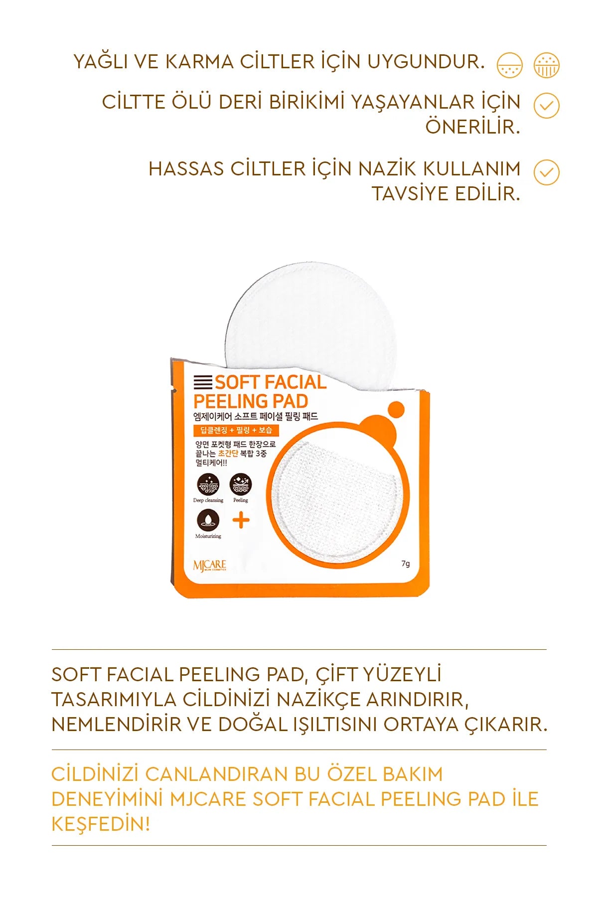 Mjcare Gezichtspeeling - Soft Facial Peeling Pad 3 stuks - Gezichtspeeling Pad Diepe reiniging (Deep cleansing) + Peeling + Hydratatie (Moisturizing) - Zachte gezichtspeelingpad met dubbelzijdig ontwerp - Alle huidtypen