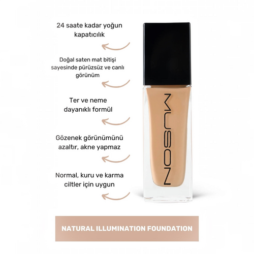 MUSON Natural Illumination Foundation 140 Light 30 ml | Verhelderende Vloeibare Foundation met Natuurlijke Finish