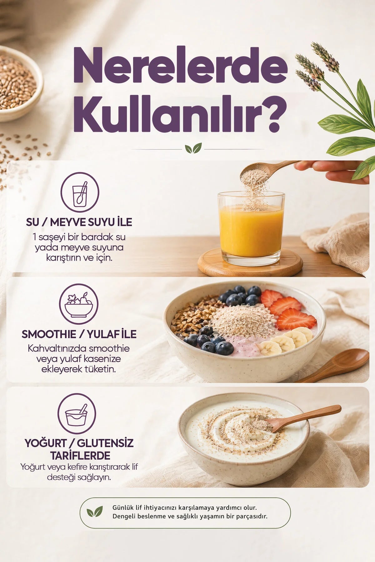 Zühre Ana Psyllium Husk Powder – Karnıyarık Otu Tozu – Yüksek Lif – Vegan – 30 Sachets x 5 g