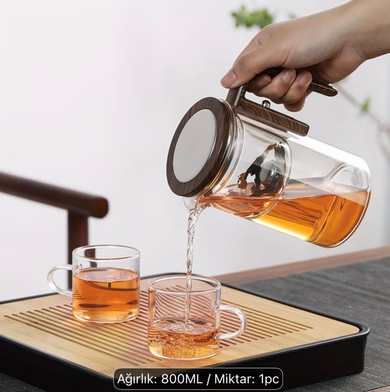 Magnetic Glass Teapot 800 ml – Glazen Theepot met Filter – Magnetisch Deksel – Hittebestendige Theekan