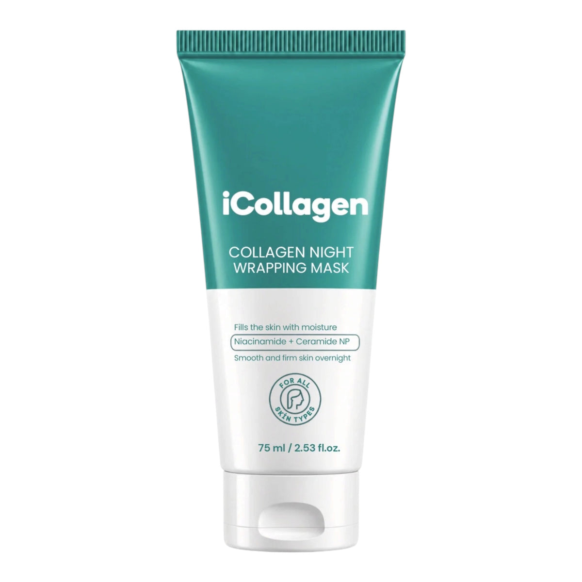 iCollagen Collagen Night Wrapping Mask – Peel-Off Nachtmasker met Collageen, Niacinamide & Ceramide NP – Hydraterend Gezichtsmasker – 75 ml