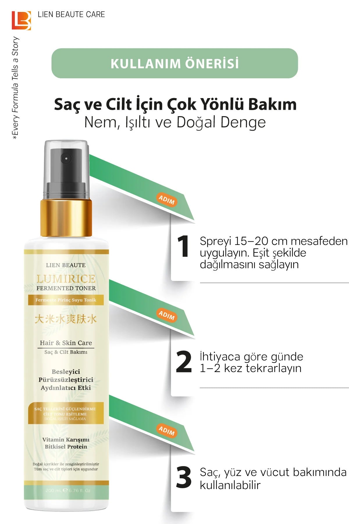 LIEN BEAUTÉ Fermented Rice Toner – Hydrating Brightening Skin & Hair Care Toner