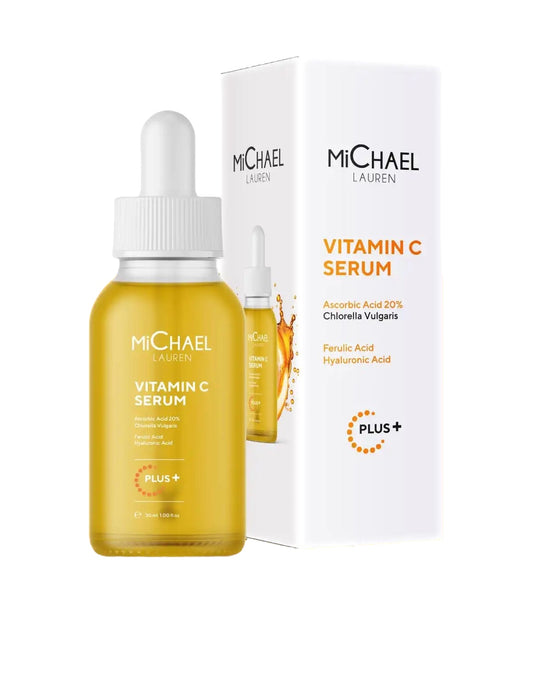 MiChael Lauren Serum Anti-vlekken Chlorella Algenextract 20% Vitamine C Serum Plus + Ferulic Acid + Hyaluronic Acid (Chlorella vulgaris) Verzacht Hydrateert Vermindert lijntjes en rimpels Corrigeert ruwe huid geneest Acnevlekken en Littekens 30 ml