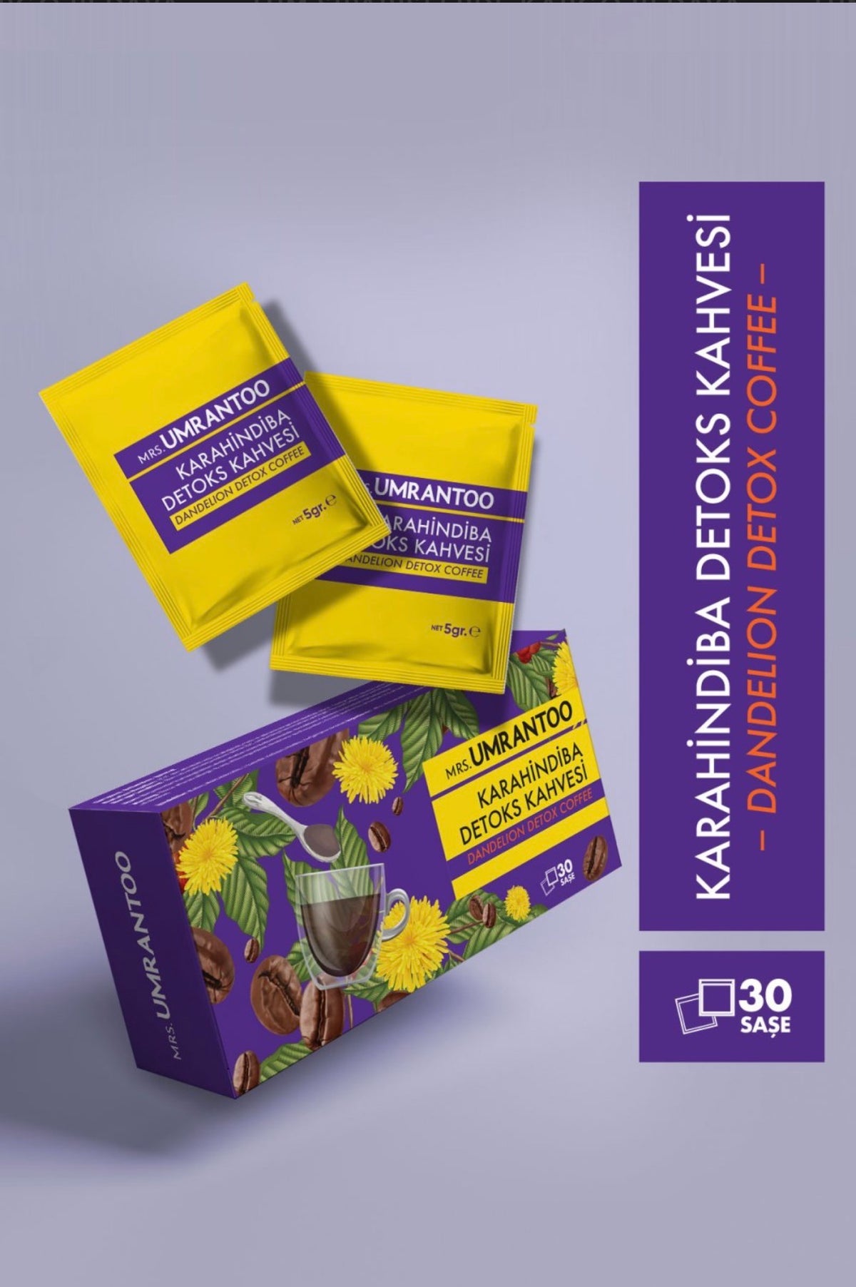Mrs. Umrantoo Karahindiba Kahvesi – Paardenbloem Koffie met Collageen & L-Carnitine – 30 Sachets – 150 gr