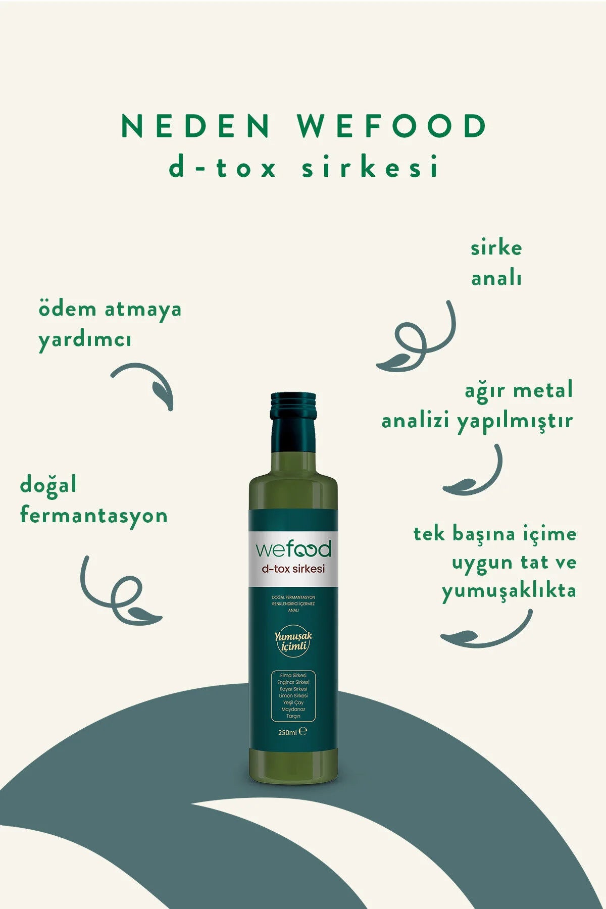 Wefood D-Tox Azijn – Azijnmix met Appel, Artisjok, Abrikoos & Citroen – Groene Thee, Peterselie & Kaneel – 250 ml