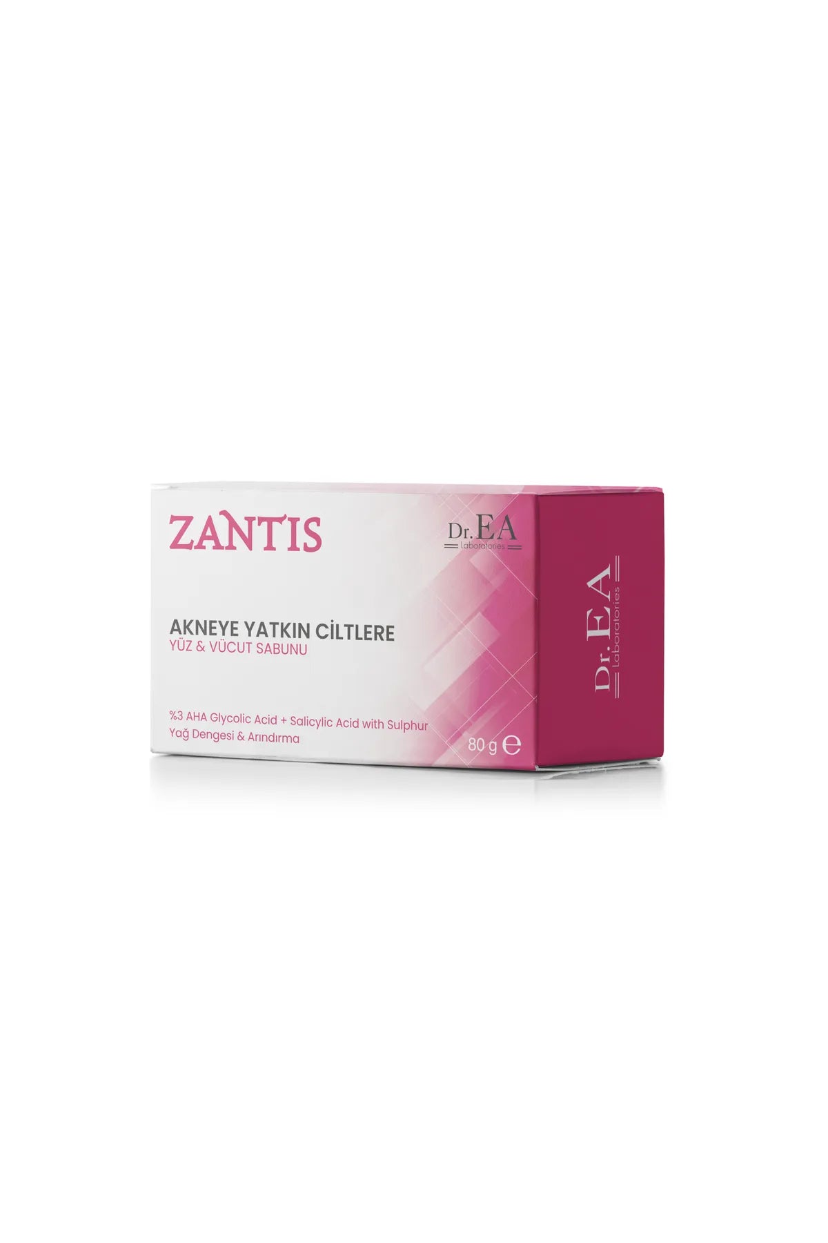 Dr EA Laboratories Zantis Acne Prone Skin - Medische Zeep voor Gezicht en Lichaam - voor Acne en Schimmelinfecties - Handzeep - Zwavel - AHA 3% Glycolzuur + Salicylzuur met Zwavelolie Balancerend & Zuiverend - 80gr