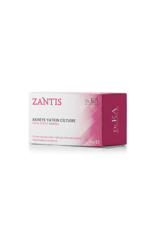 Dr EA Laboratories Zantis Acne Prone Skin - Medische Zeep voor Gezicht en Lichaam - voor Acne en Schimmelinfecties - Handzeep - Zwavel - AHA 3% Glycolzuur + Salicylzuur met Zwavelolie Balancerend & Zuiverend - 80gr