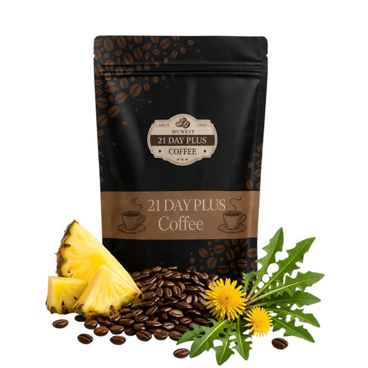 Muwest Naturel 21 Day Plus Coffee 100 g - Oploskoffie met Bromelaïne, Cichorei & Vitamine C
