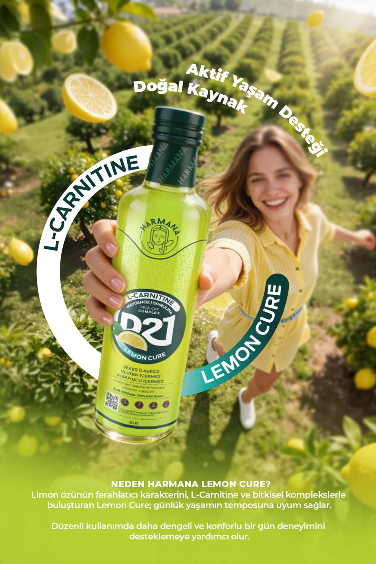 HARMANA D-21 Lemon Cure – L-Carnitine & Groene Thee Complex 250 ml