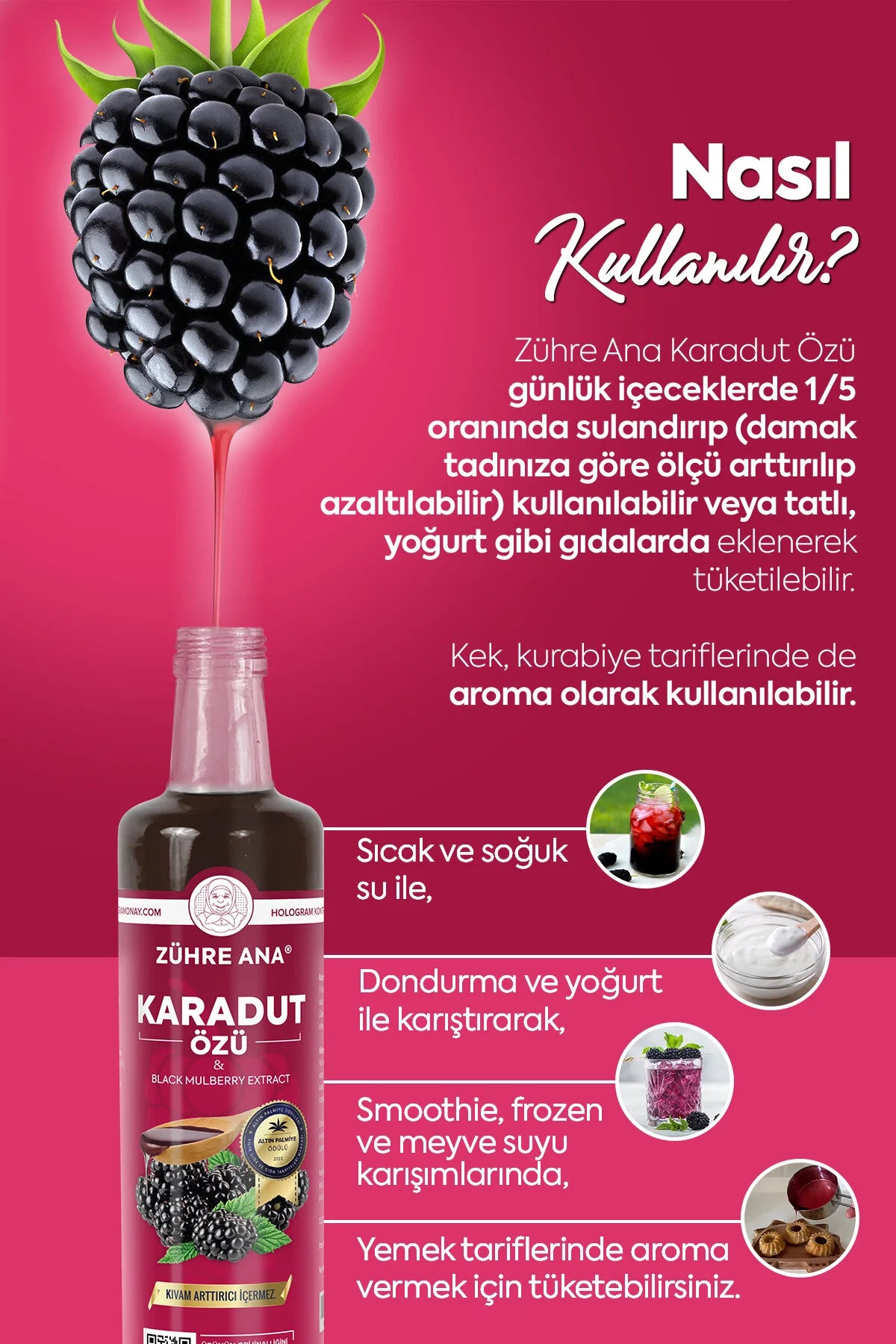 Zühre Ana Karadut Özü – Natuurlijke Zwarte Moerbei Extract Siroop 640g | Zonder Toegevoegde Suiker