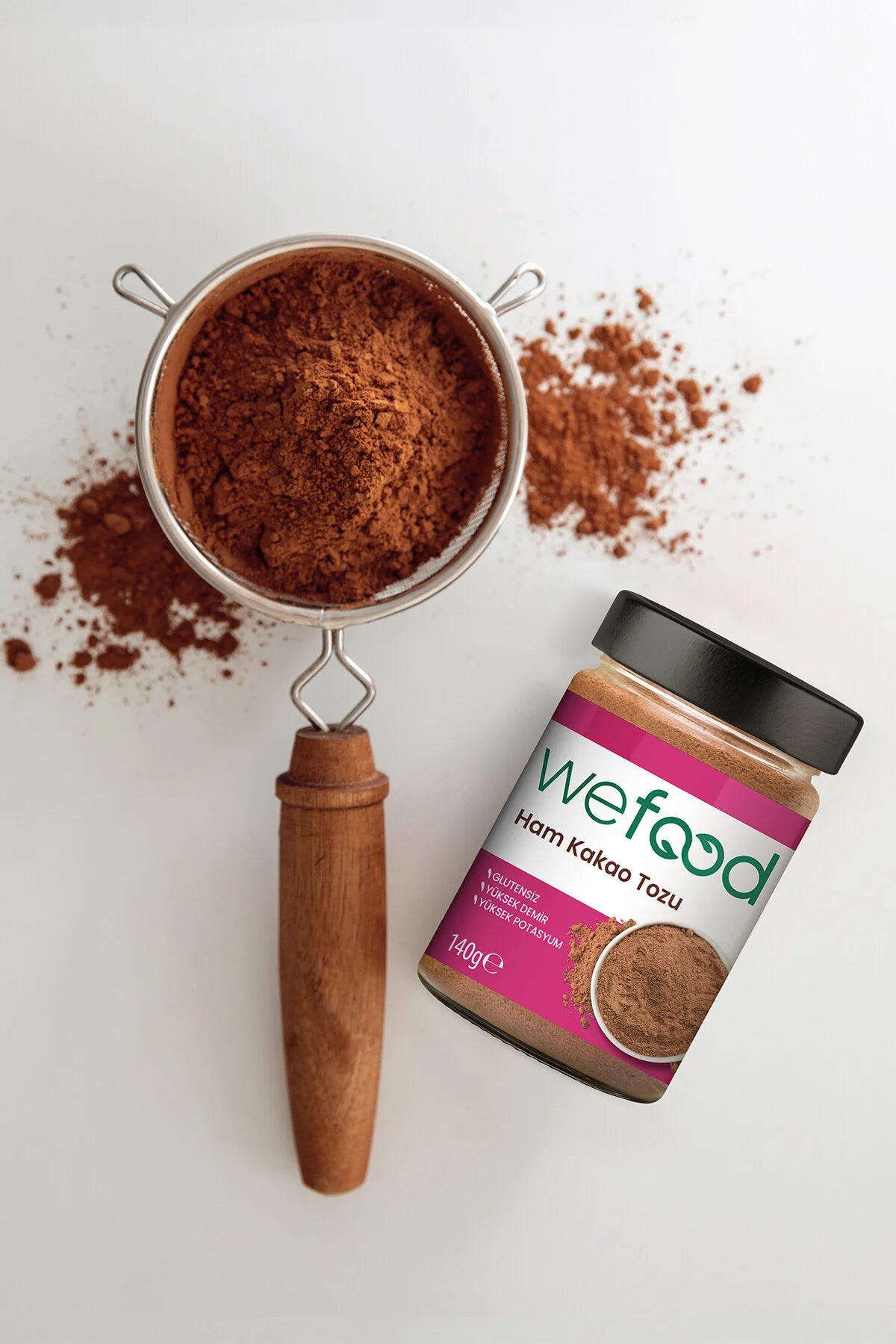 Wefood Ham Cacaopoeder – 100% Pure Cacao – Vetgereduceerd – Glutenvrij – Rijk aan Vezels & Eiwitten – 140 g