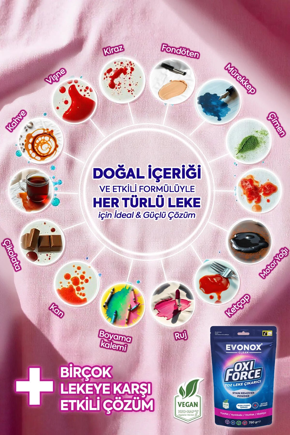Evonox Clean Oxi Force Vlekverwijderaar Poeder – Zuurstofbleekmiddel – Chloor- & Fosfaatvrij – Voor Wasgoed, Tapijt, Schoenen & Oppervlakken – 750 g