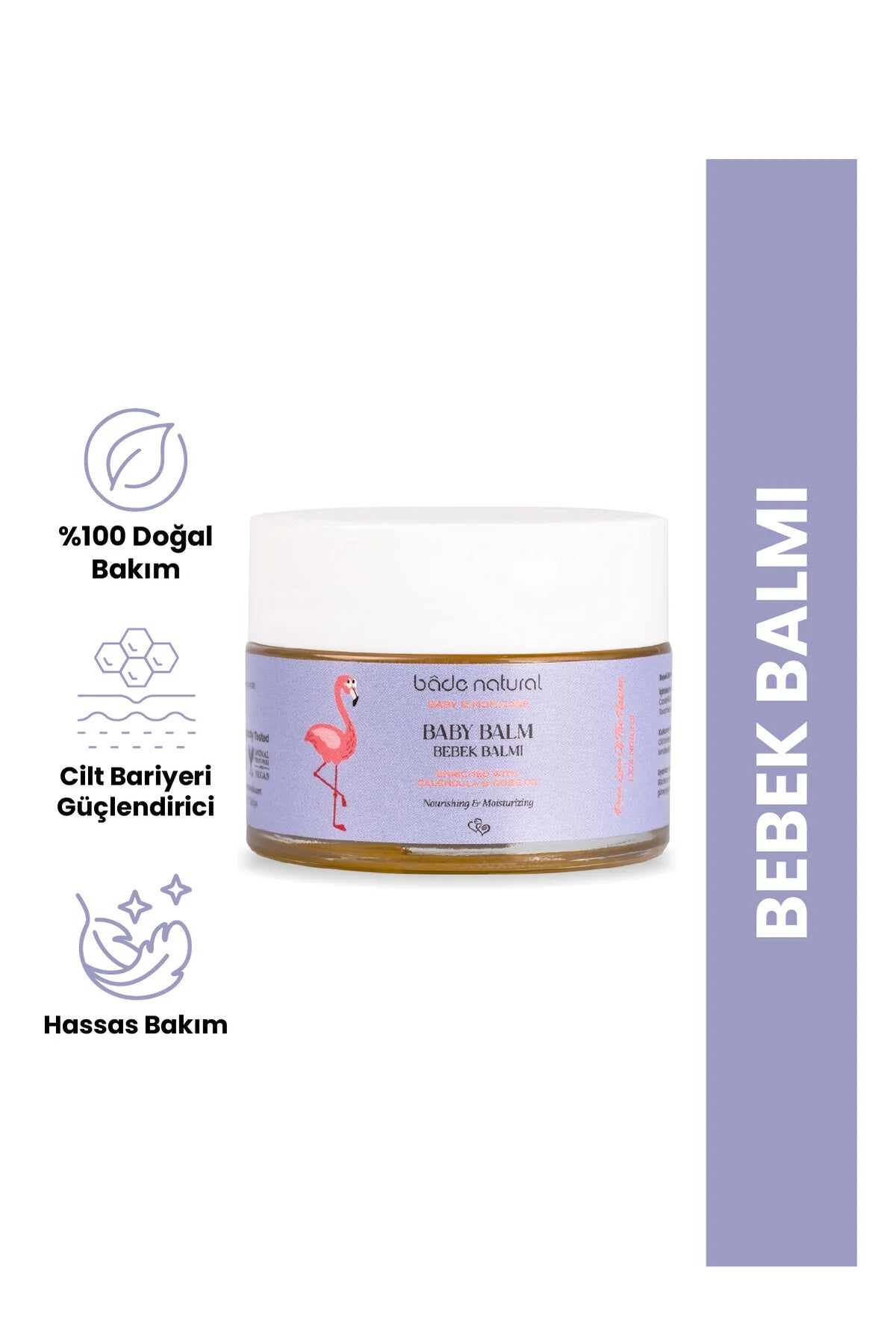 Bade Natural Baby Balm 50 ml | Voedende Babybalsem met Calendula, Rozenolie en Lavendelolie