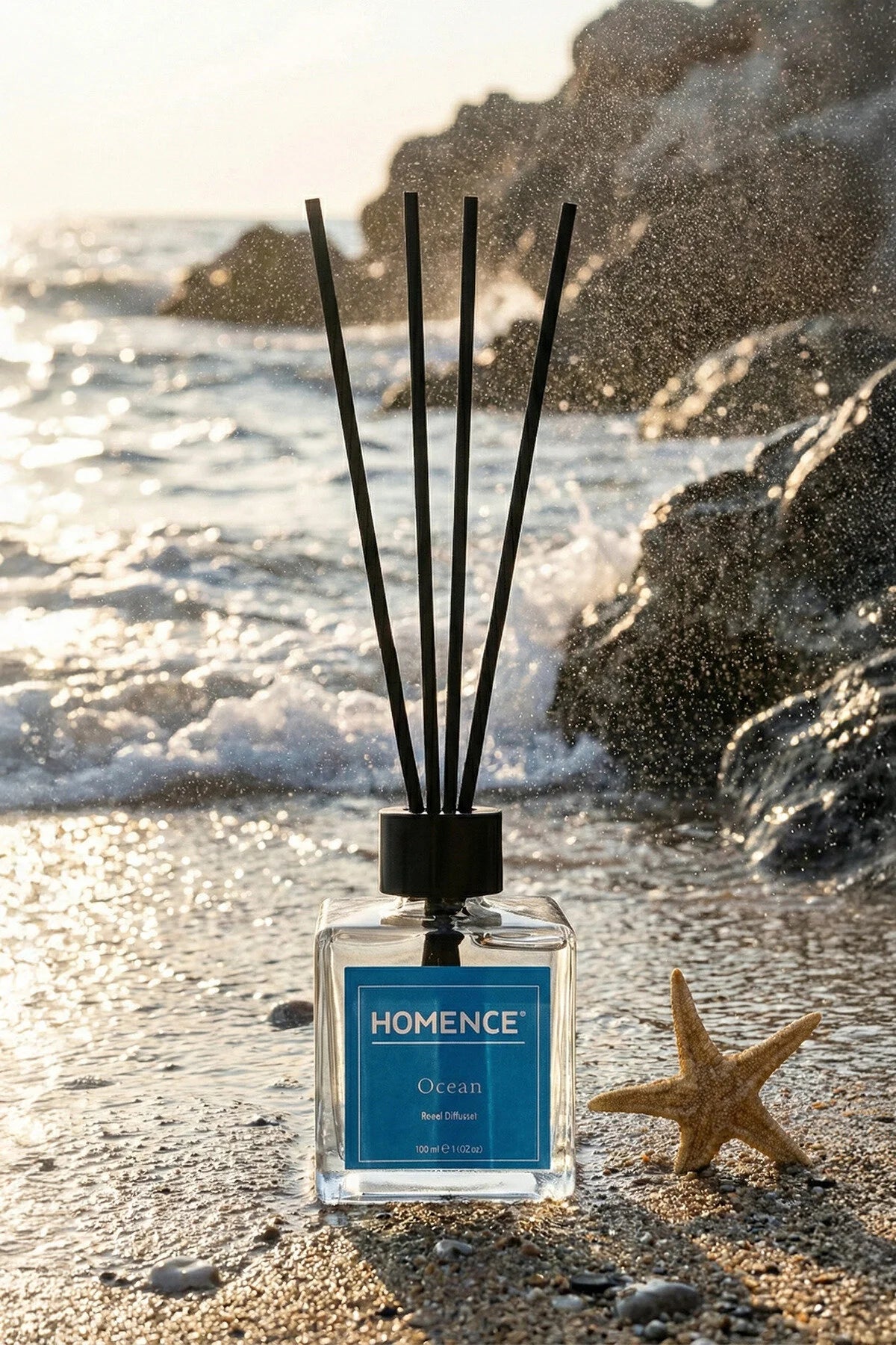 HOMENCE Ocean Reed Diffuser 100 ml – Geurstokjes Ocean – Huisparfum – Frisse & Maritieme Geur