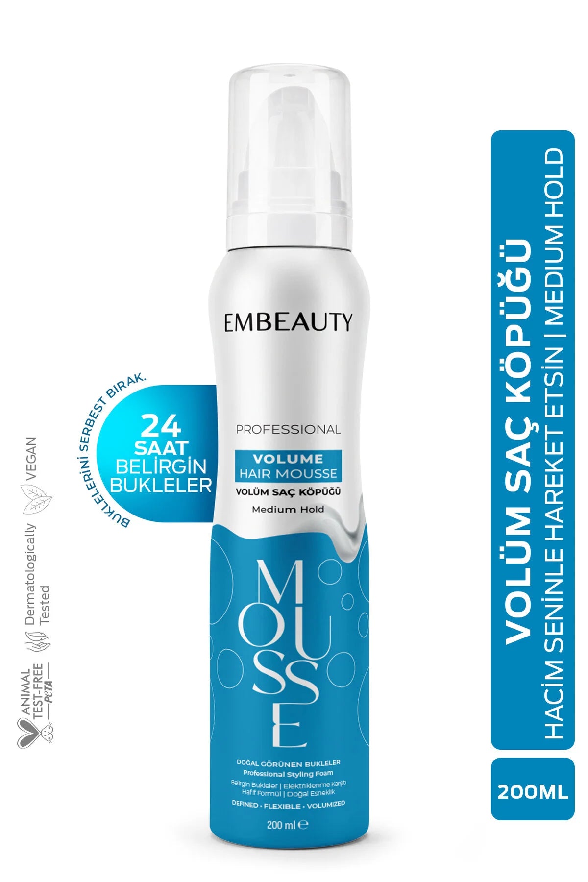 Embeauty Professional Volume Hair Mousse – Medium Hold – Volume & Flexibele Fixatie – Voor Krullen en Alle Haartypes – 200 ml