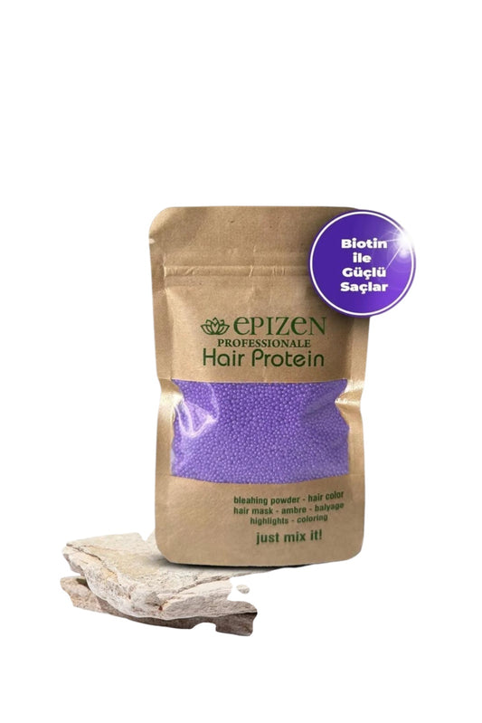 Epizen Professionele Haar Protein - Sterk haar met Biotine - Paarse Haarmasker voor Beschadigd Haar - Specificatie formule tegen schade bij het Bleken & Verven van Haar - Ombre - Balayage - Highlights - Kleuring - Alle haartypes - 50 gr