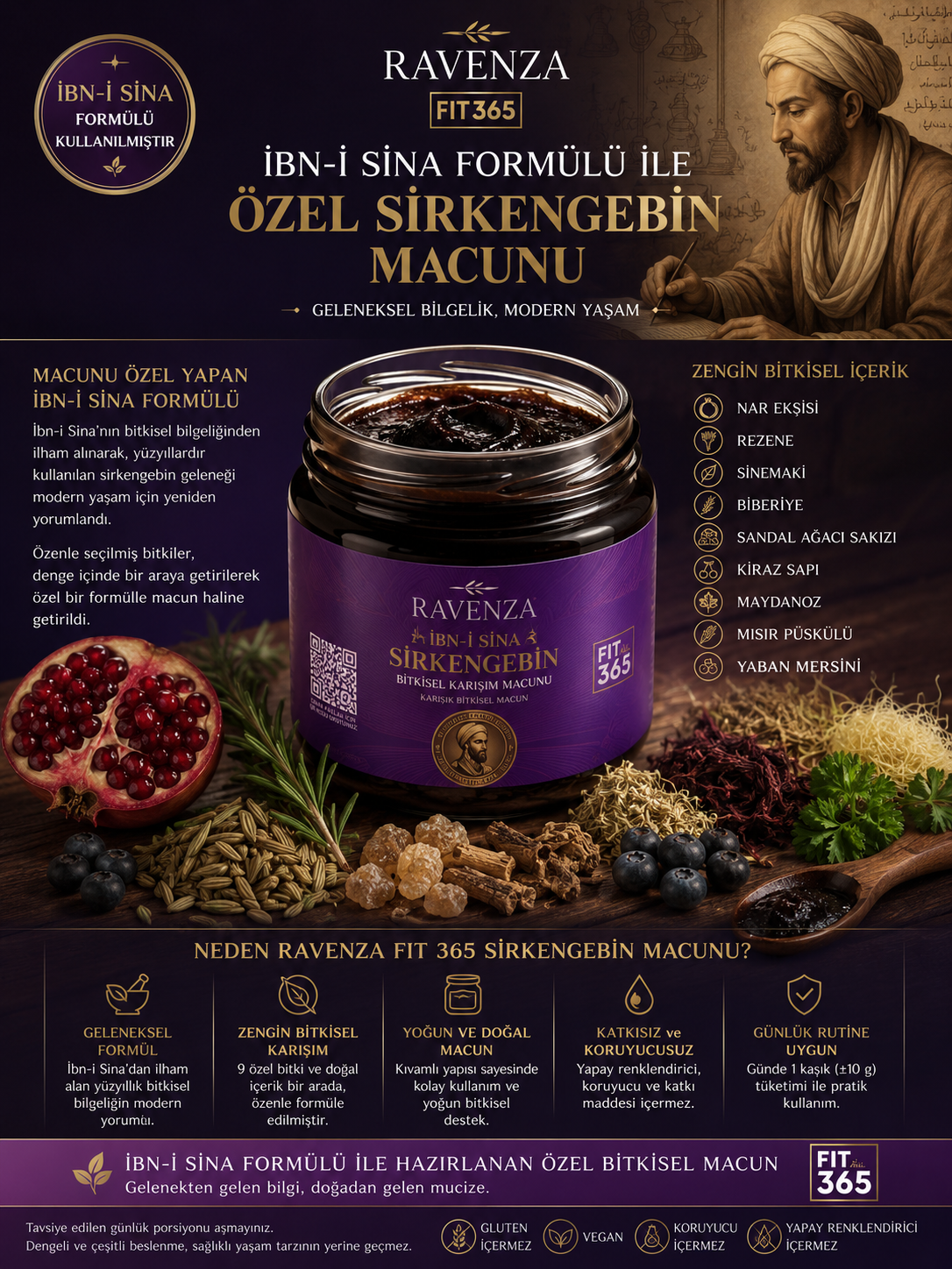 Ravenza İbn-i Sina Sirkencebin – Kruidenpasta met Granaatappelmelasse, Venkel, Rozemarijn, Chia & Quinoa – 240 g