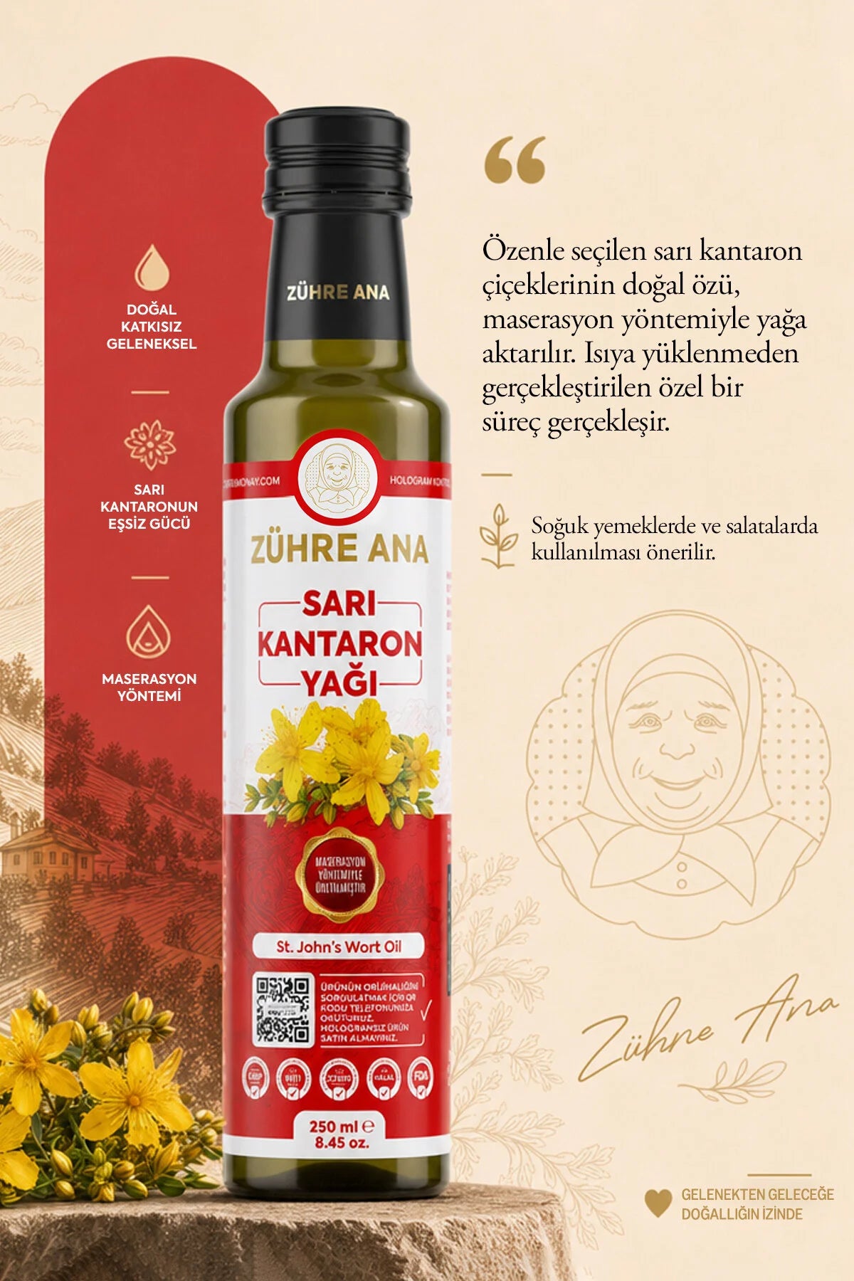 Zühre Ana Sint-Janskruidolie – St. John’s Wort Oil – Gemacereerde Kruidenolie – 250 ml